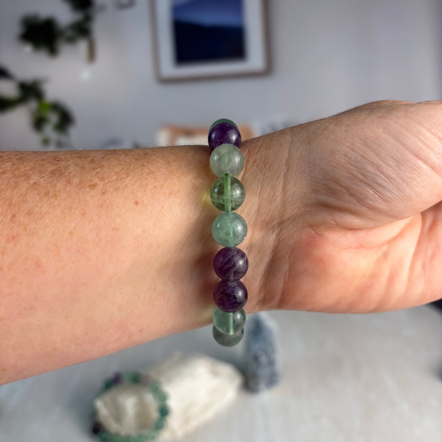 Fluorite 10mm bead bracelet