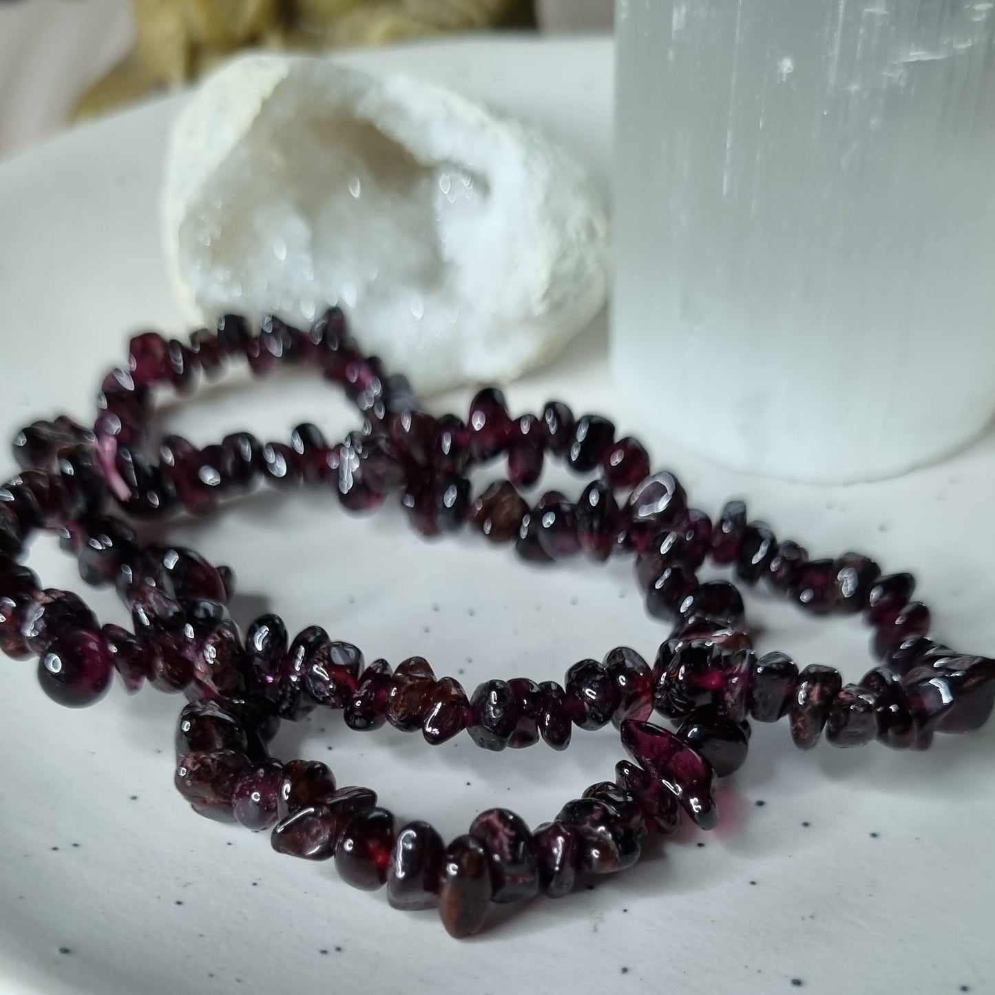 Garnet chip bracelet