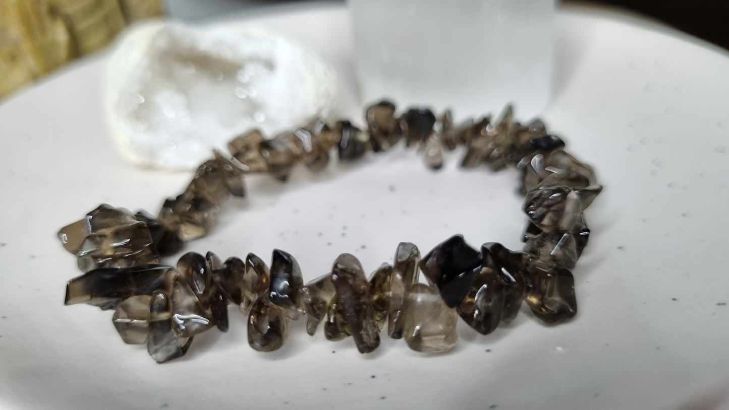 Smoky Quartz chip bracelet