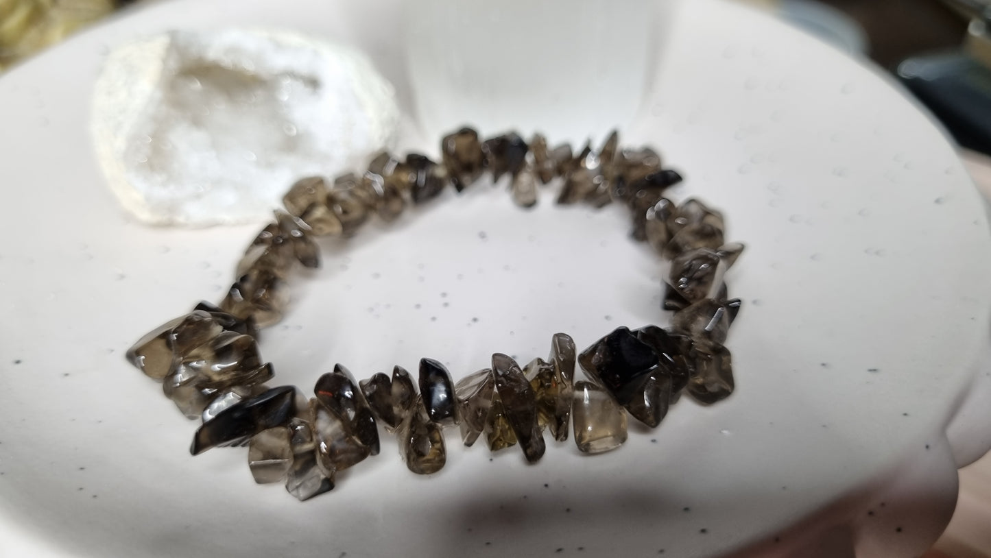 Smoky Quartz chip bracelet