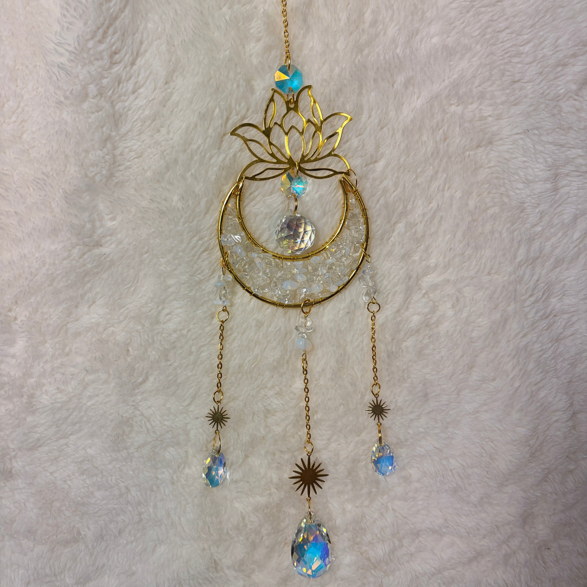 Crystal Suncatchers - Lotus flower Crescent Moon
