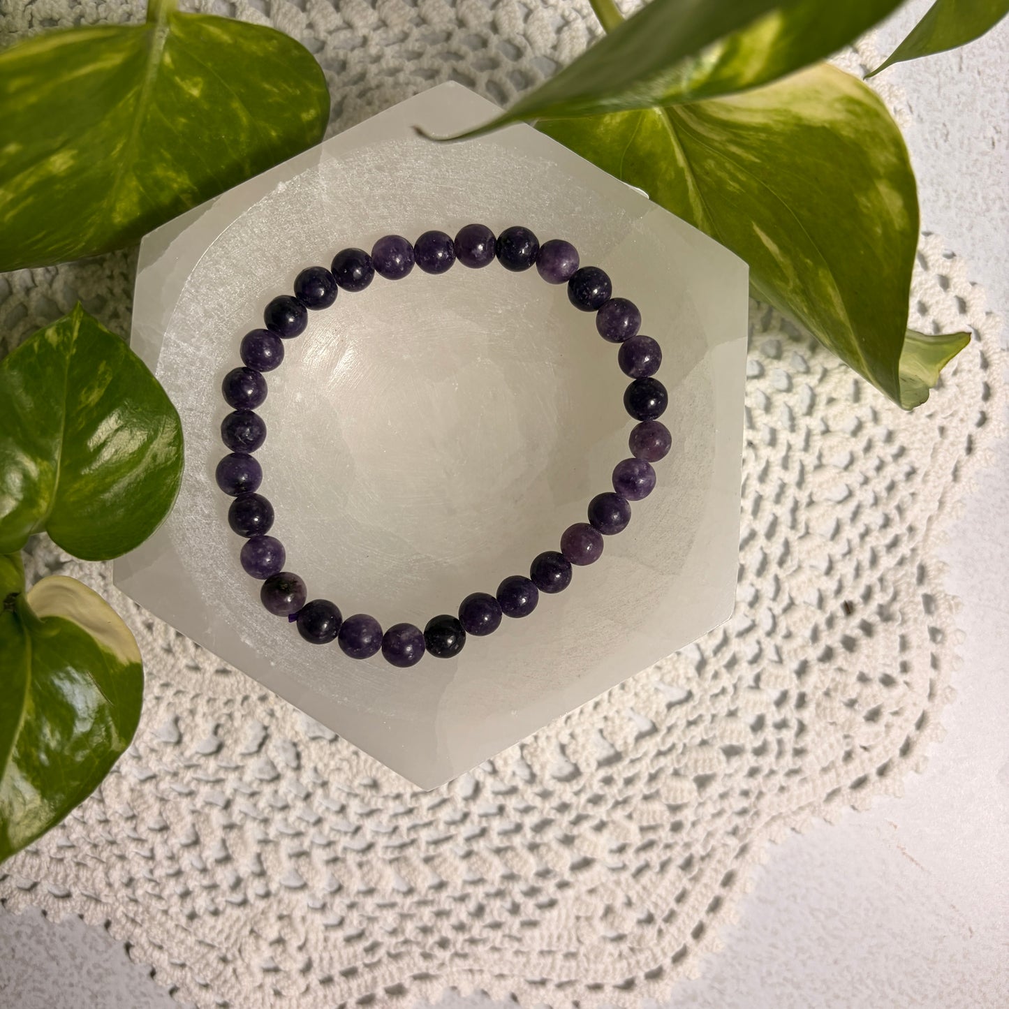 Lepidolite Bead Bracelet 6mm