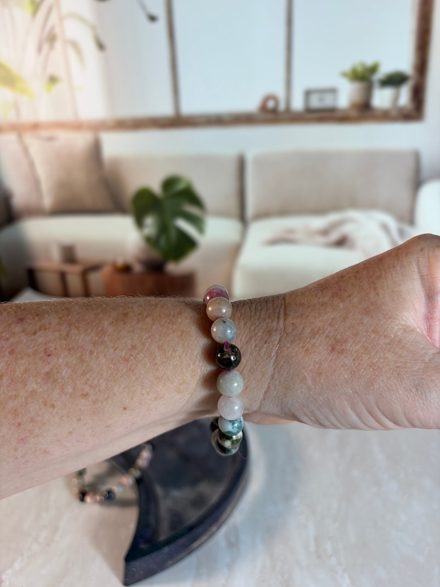 Mixed Tourmaline 8mm bead bracelet