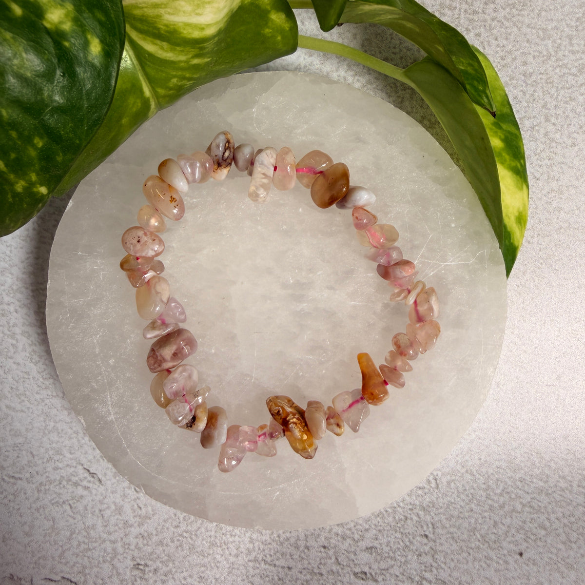 Flower Agate Chip Bracelet