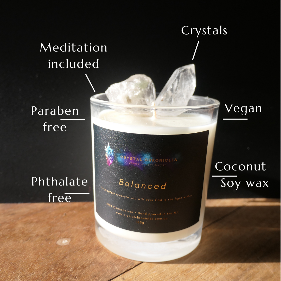 Balanced - Clear Quartz Candle with Balanced Meditation