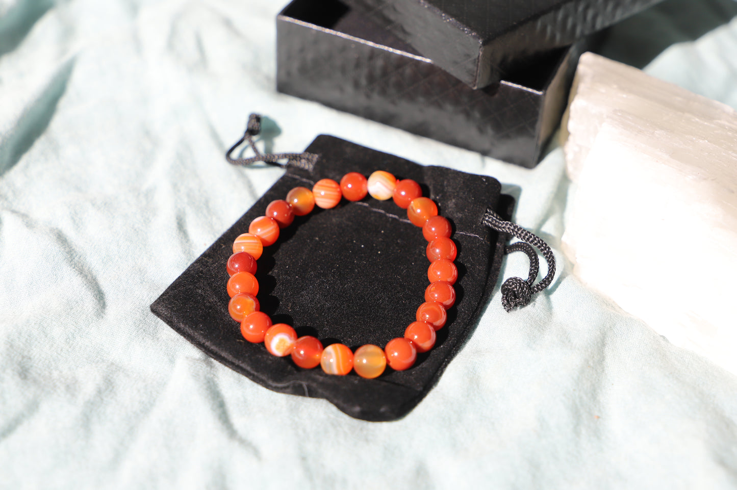 Carnelian Bead Bracelet 8 mm
