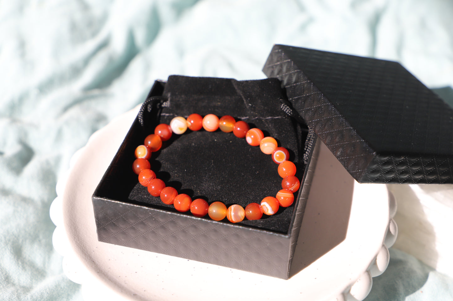 Carnelian Bead Bracelet 8 mm