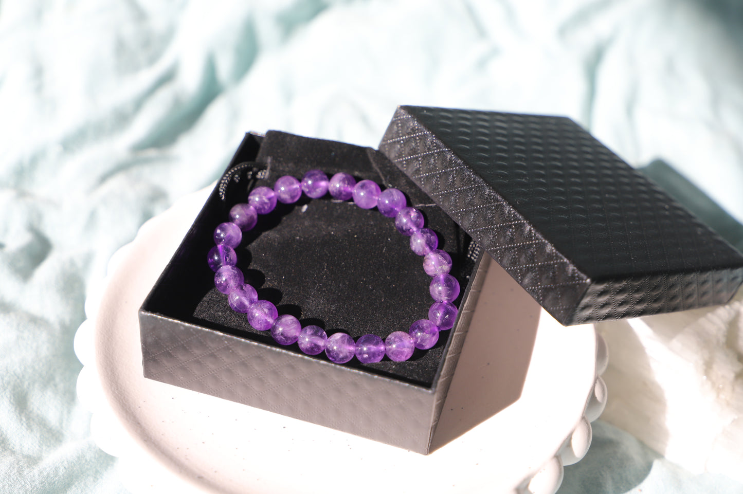 Amethyst Bead Bracelet 8 mm