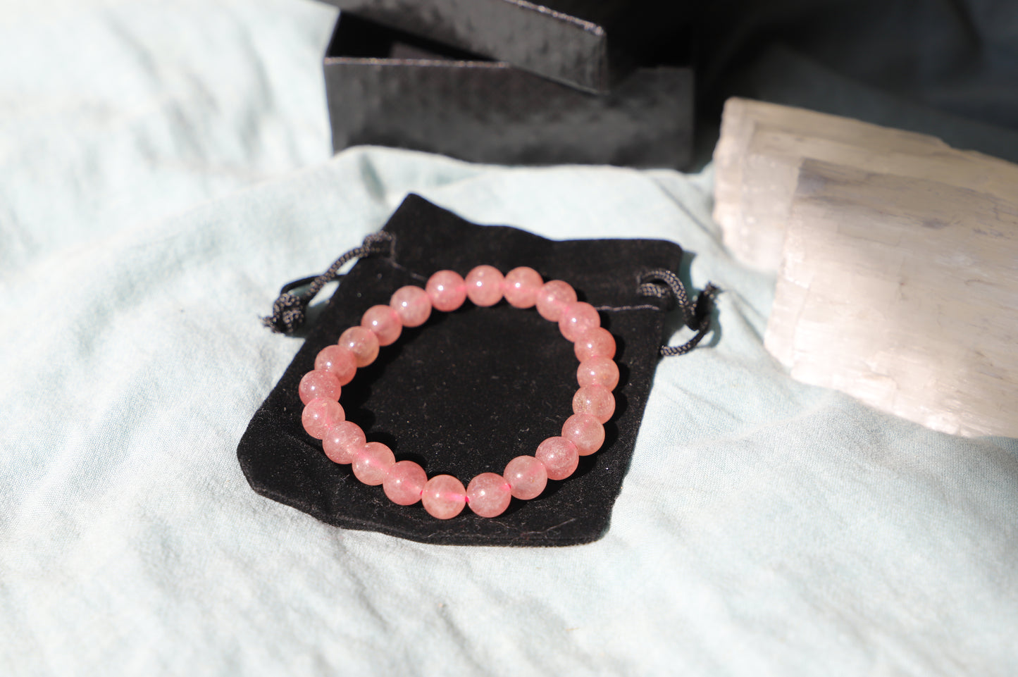 Strawberry Quartz bead bracelet 8mm