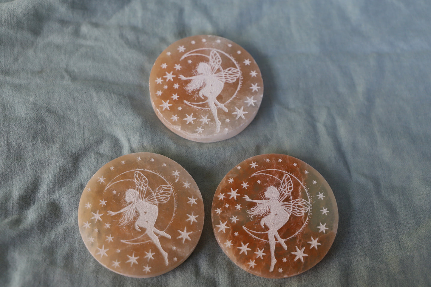Peach Selenite fairy plate
