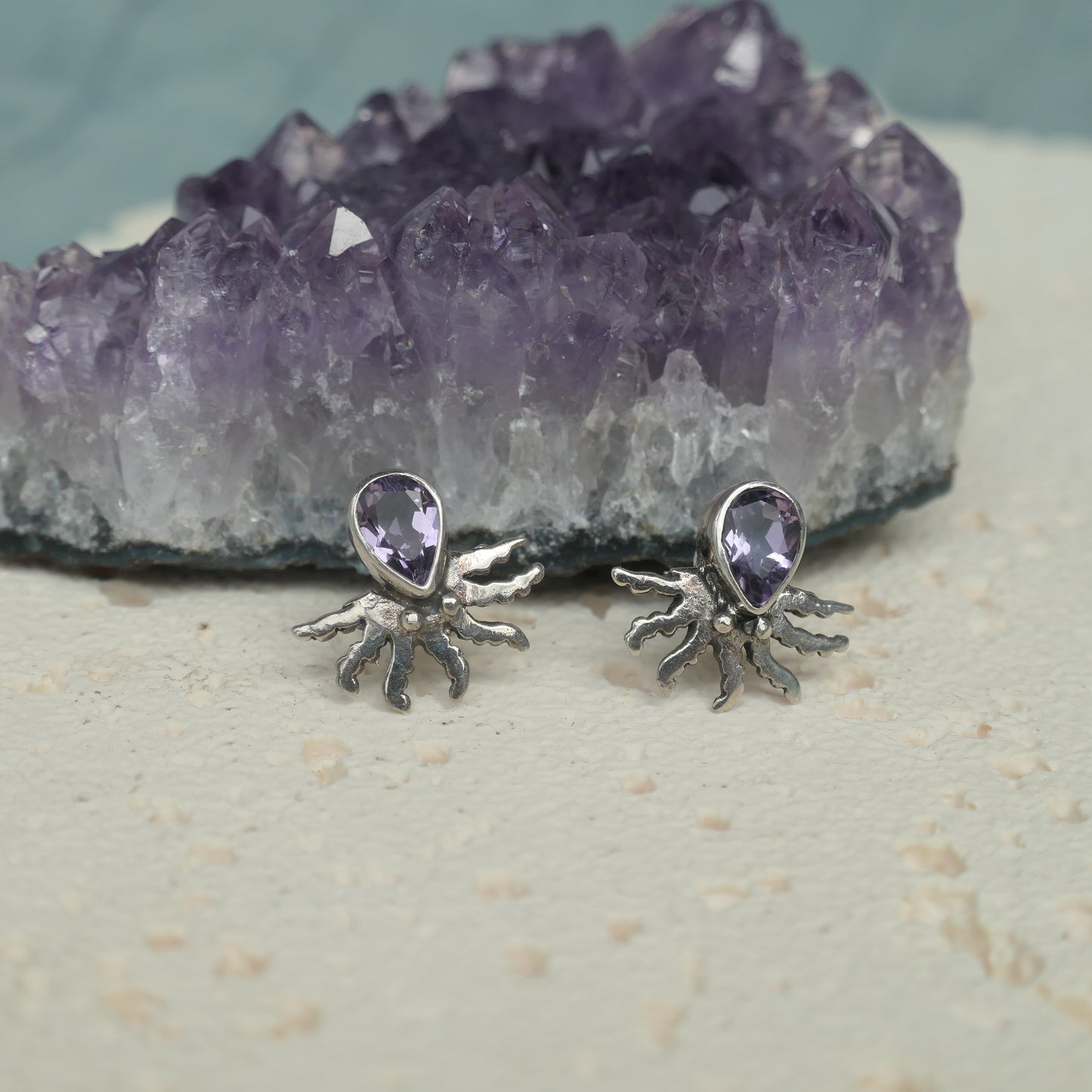 Amethyst Octopus Studs - 925