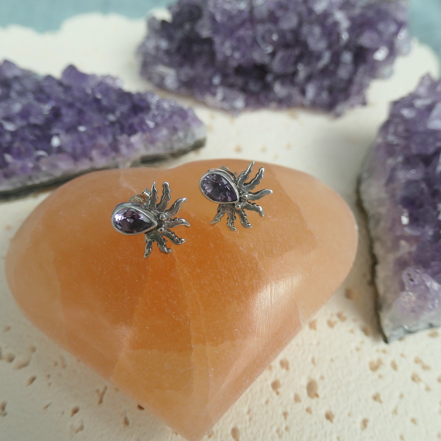 Amethyst Octopus Studs - 925