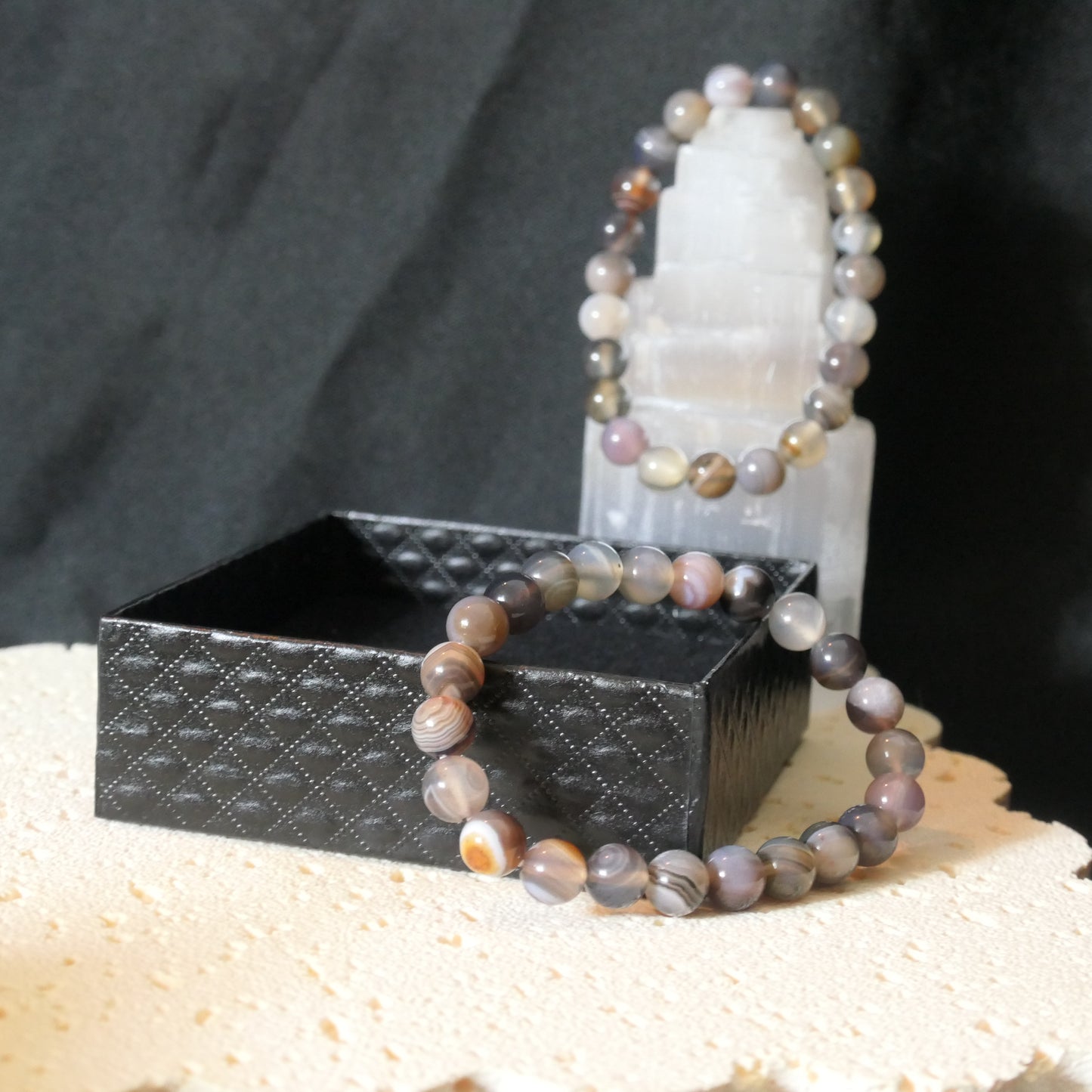 Botswana Agate Bead Bracelet 8mm