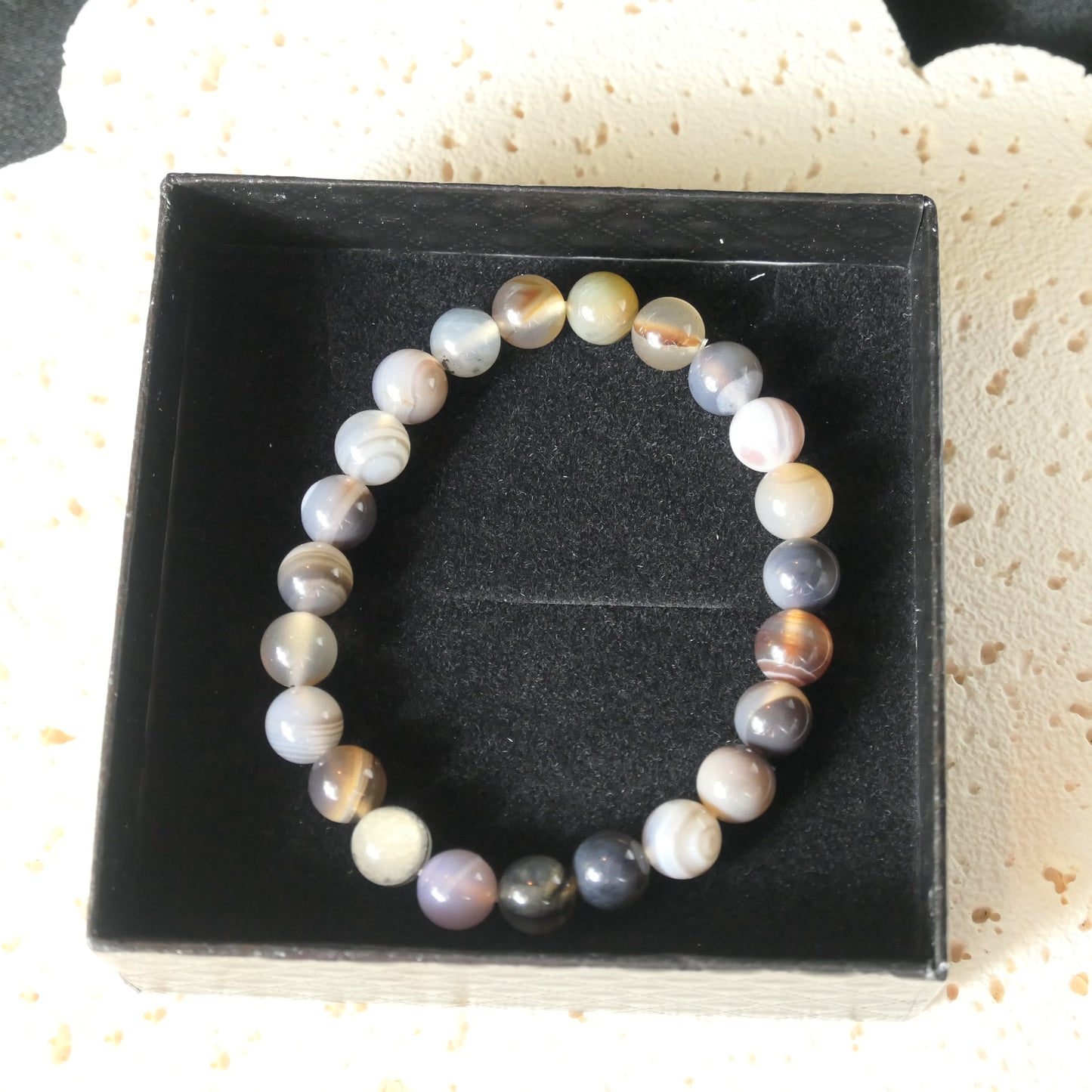 Botswana Agate Bead Bracelet 8mm