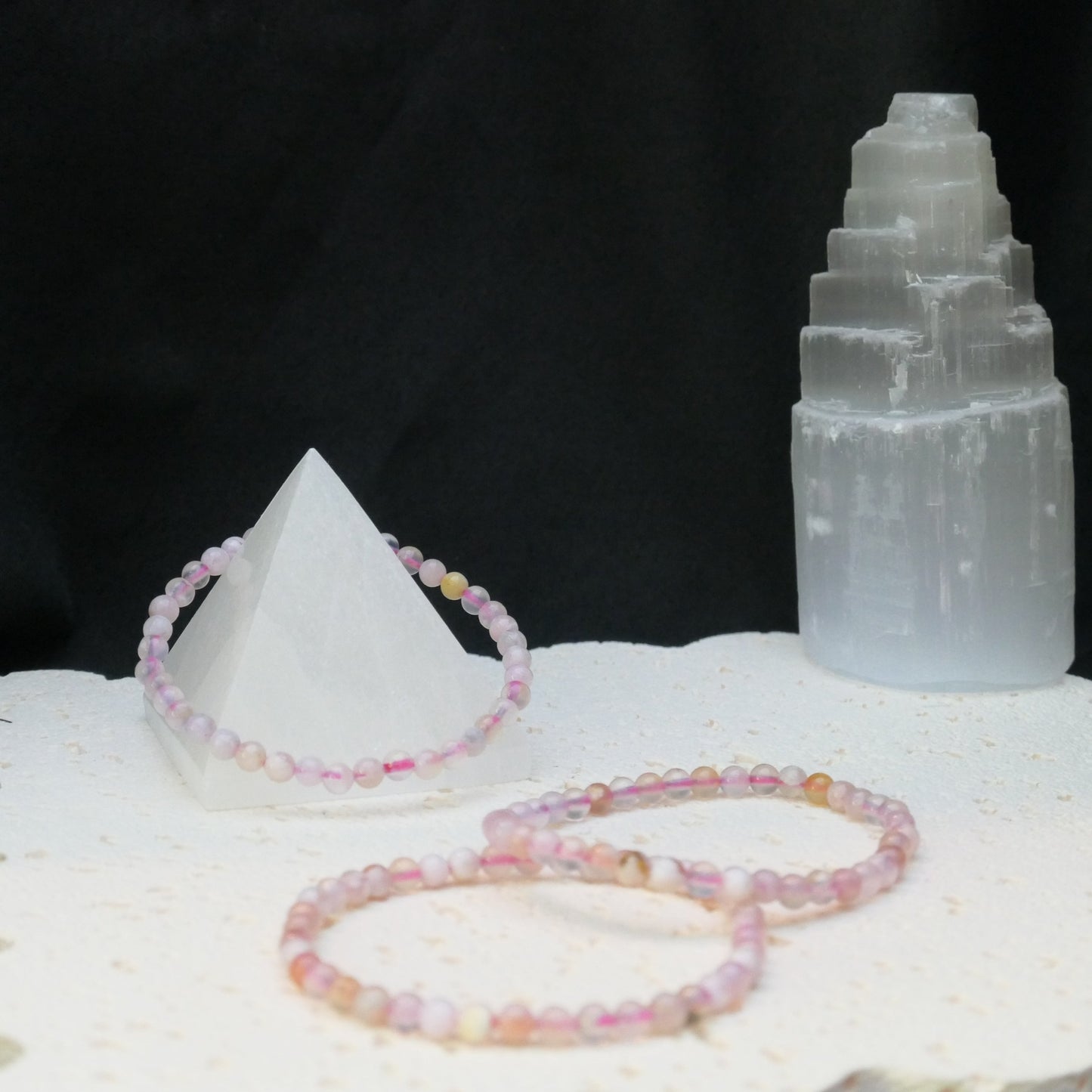 Flower Agate Bead Bracelet 4mm
