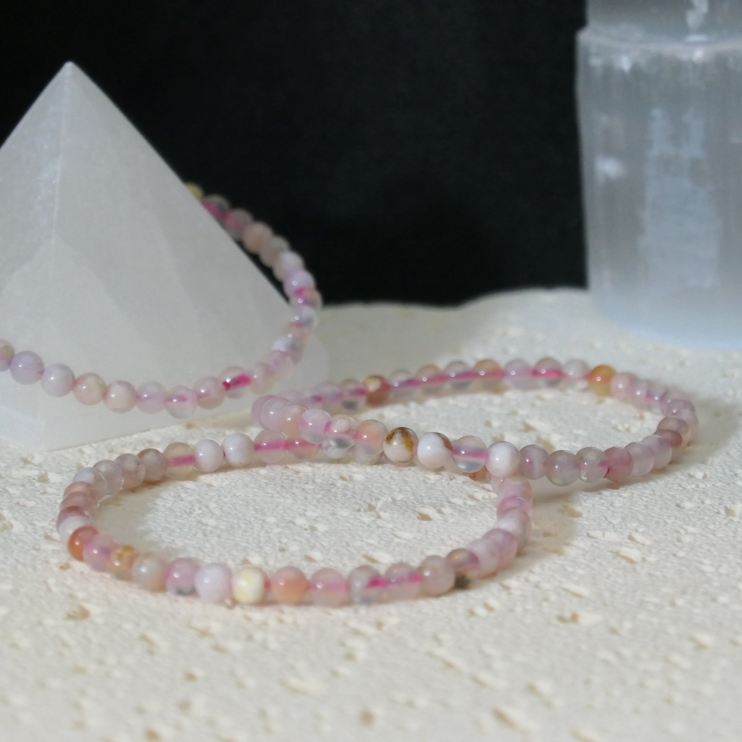 Flower Agate Bead Bracelet 4mm