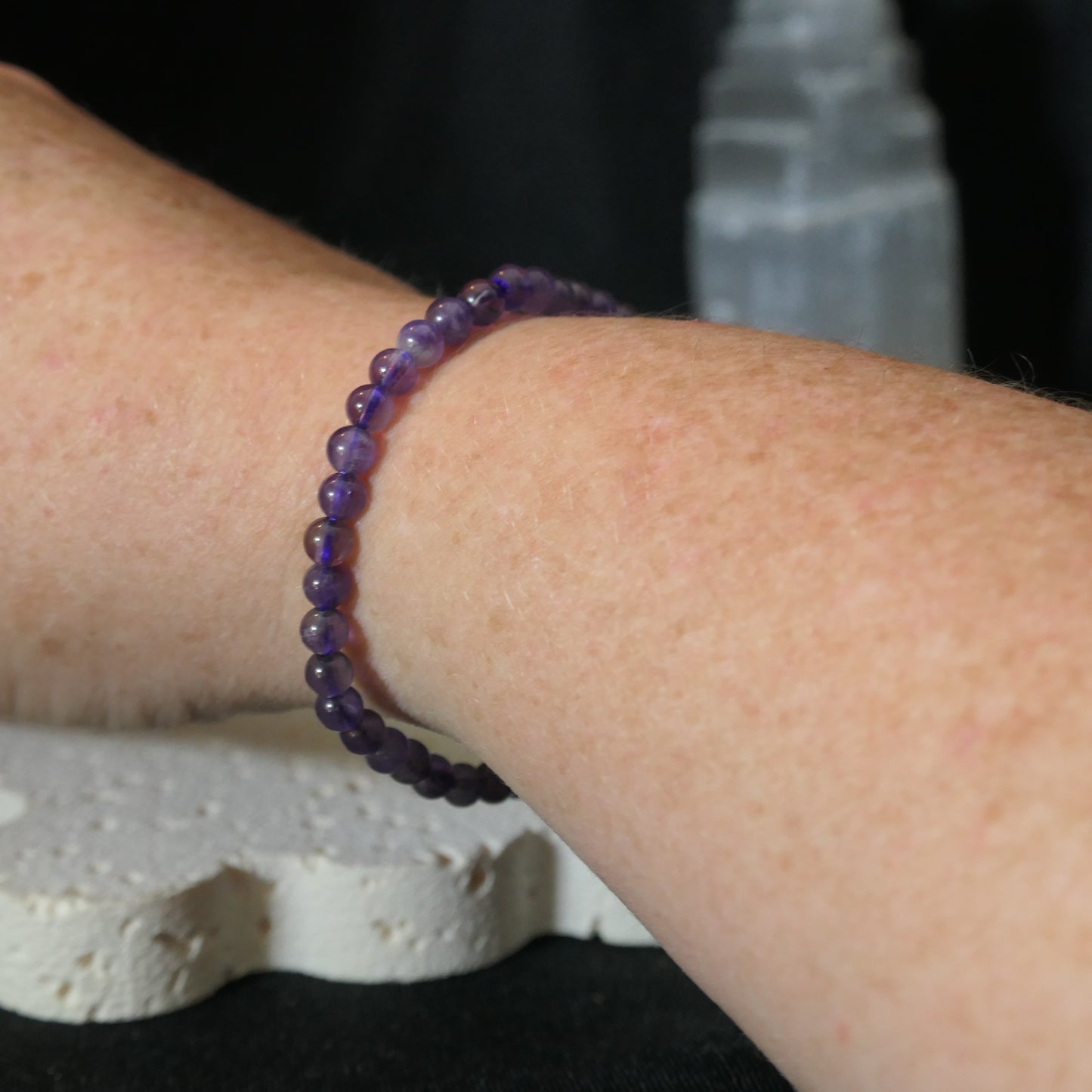 Amethyst Bead Bracelet 4mm