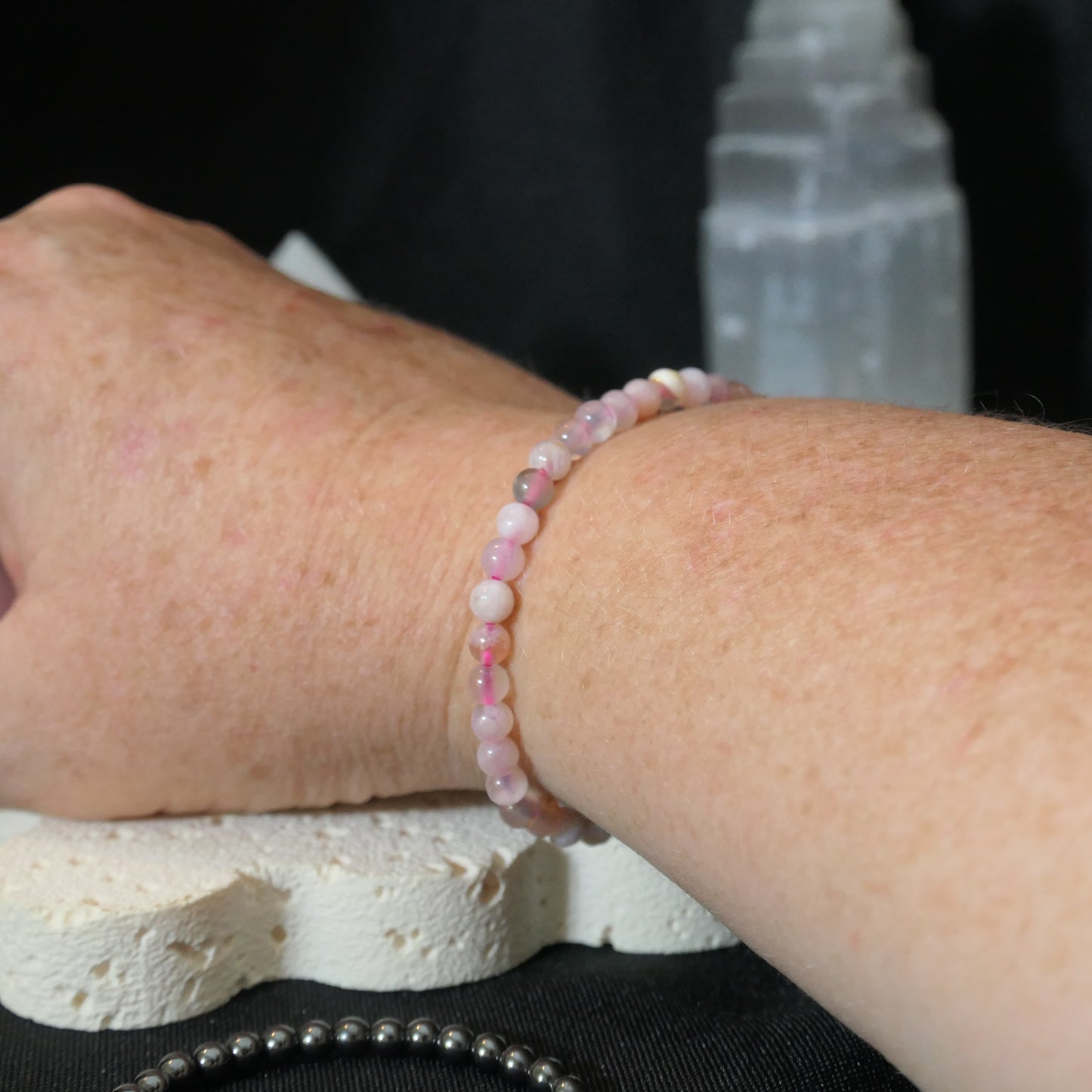 Flower Agate Bead Bracelet 4mm