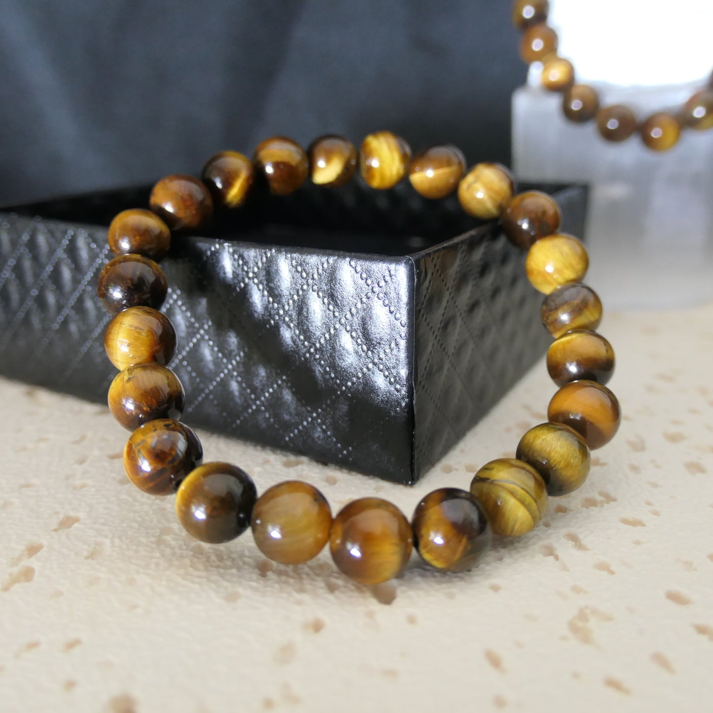 Gold Tigers Eye Beaded Bracelet 8mm