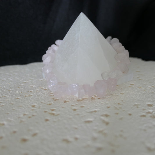 Rose Quartz Chip Bracelet - Adjustable