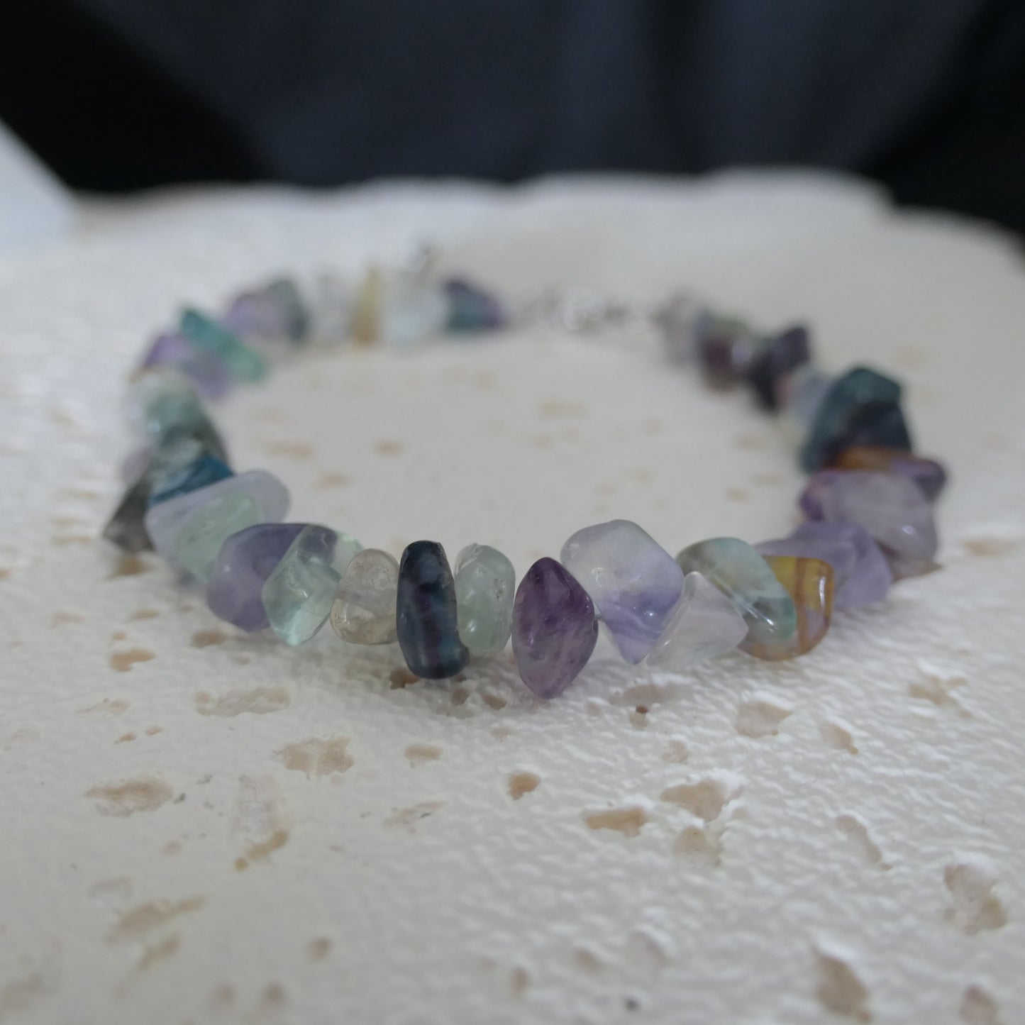 Rainbow Fluorite Chip Bracelet - Adjustable