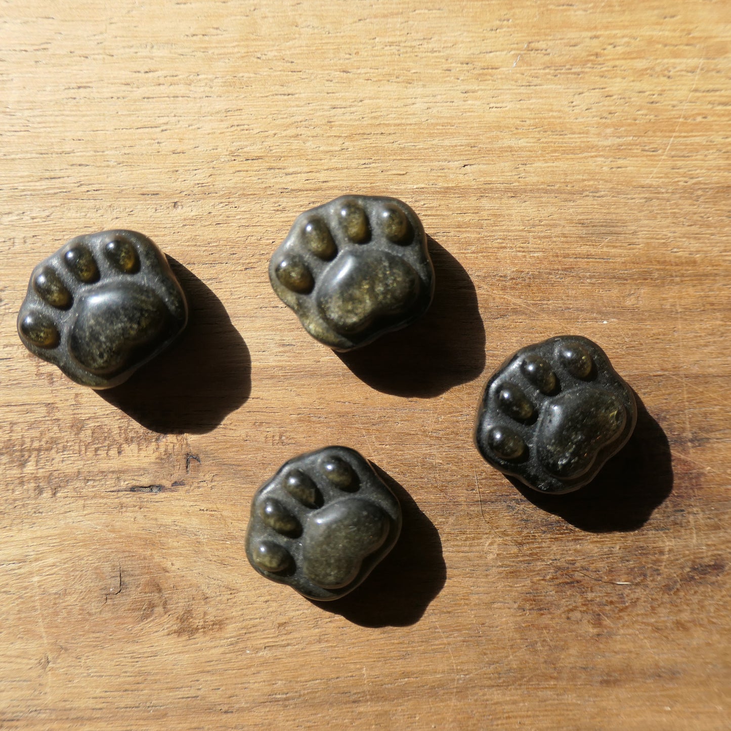 Gold Sheen Obsidian Paw Prints