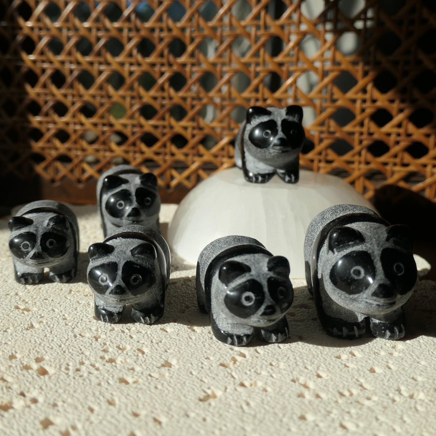 Obsidian Panda Carvings
