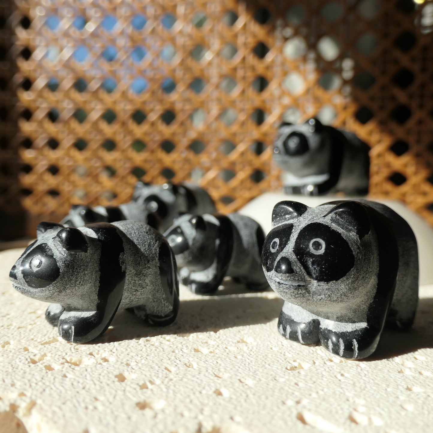 Obsidian Panda Carvings