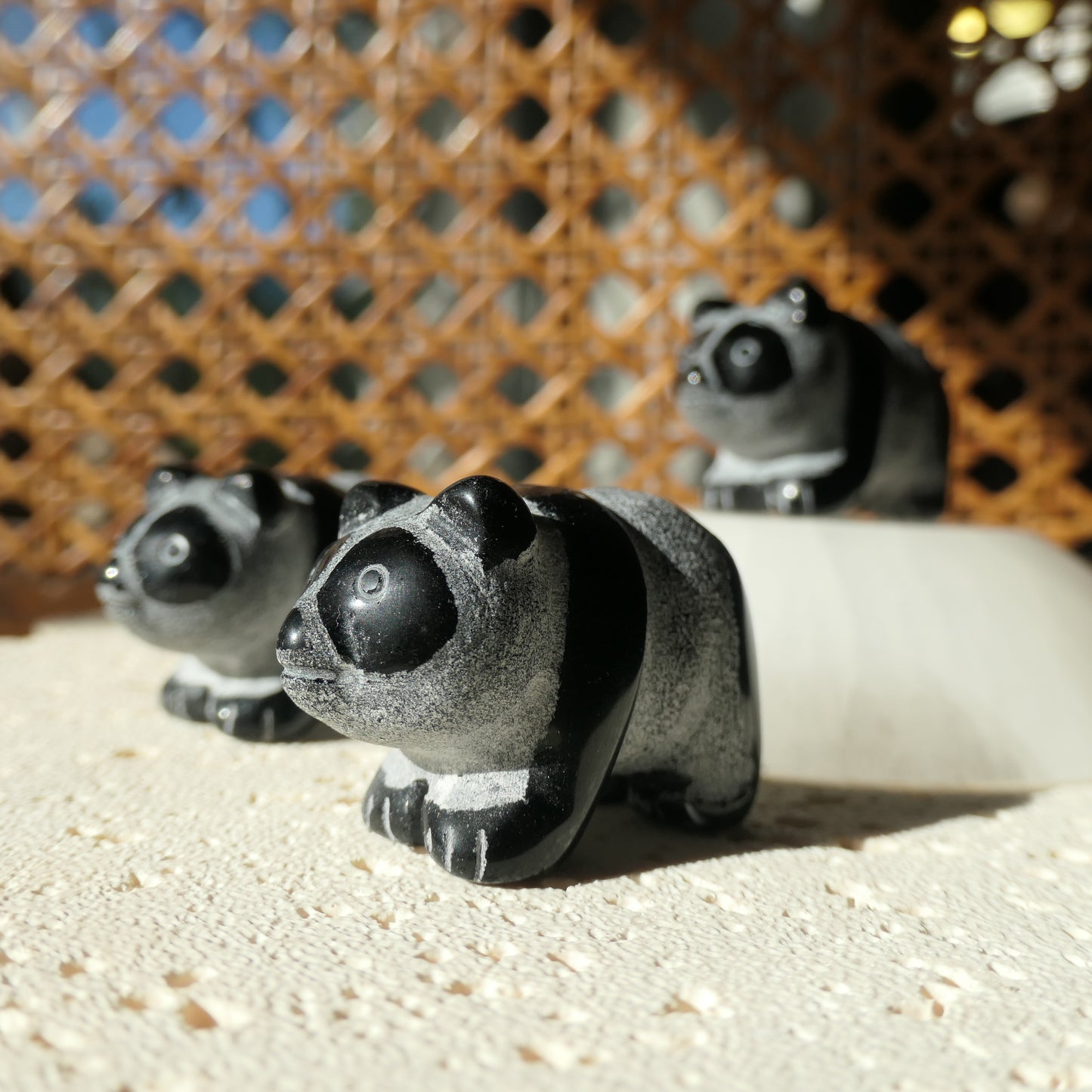 Obsidian Panda Carvings