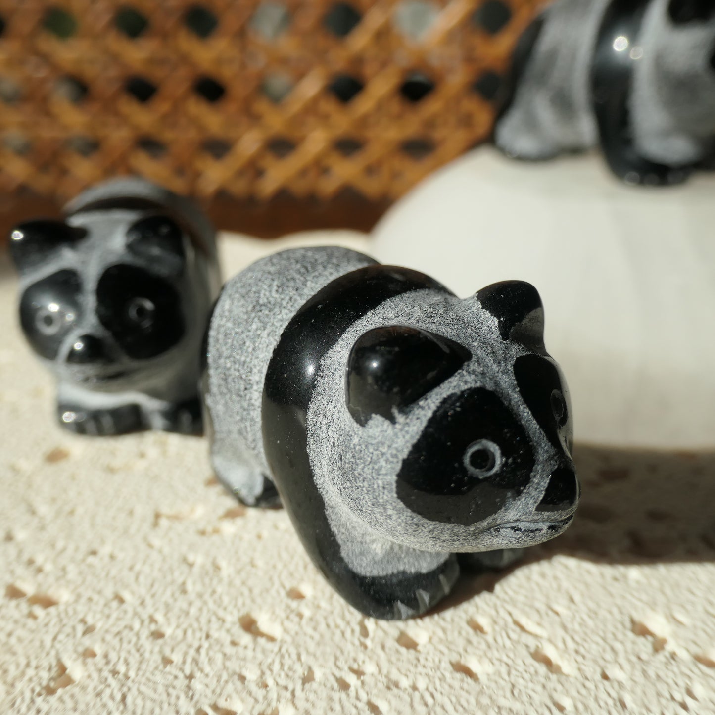 Obsidian Panda Carvings