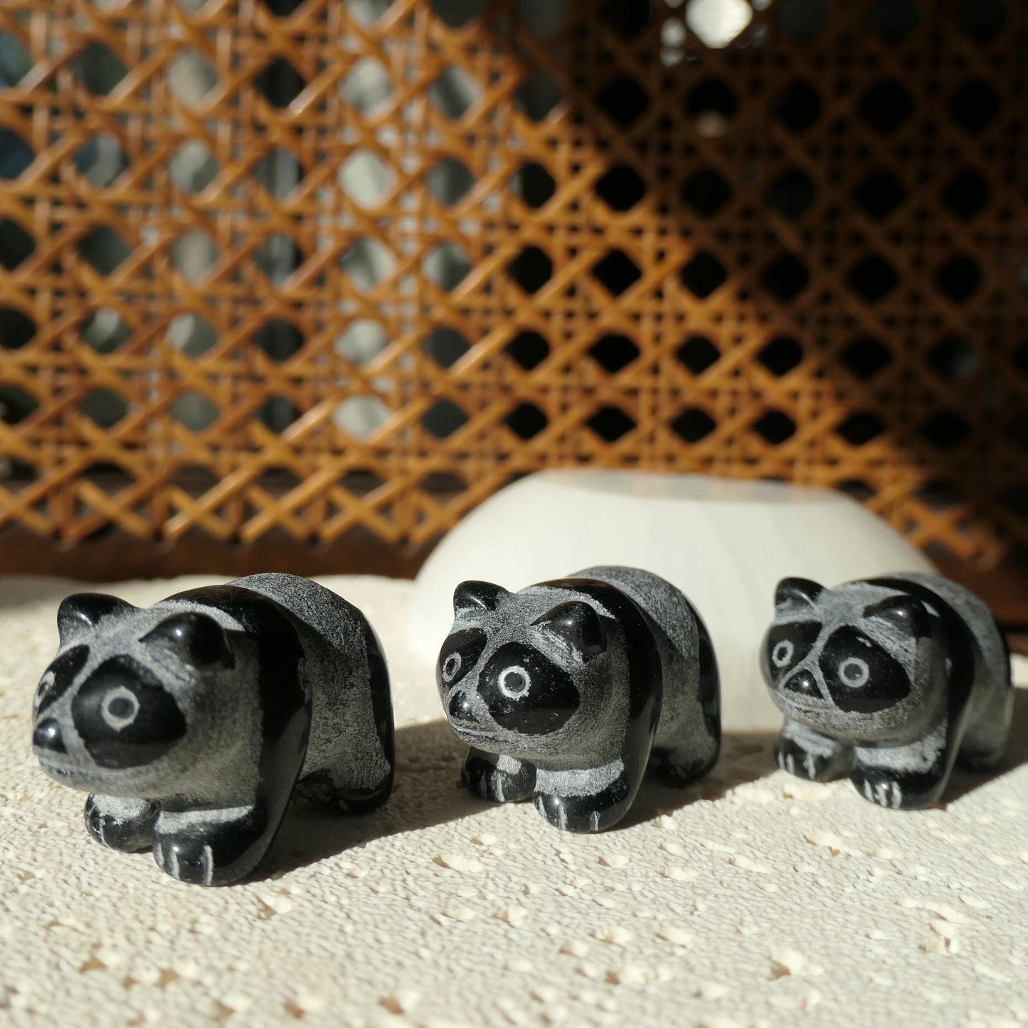 Obsidian Panda Carvings