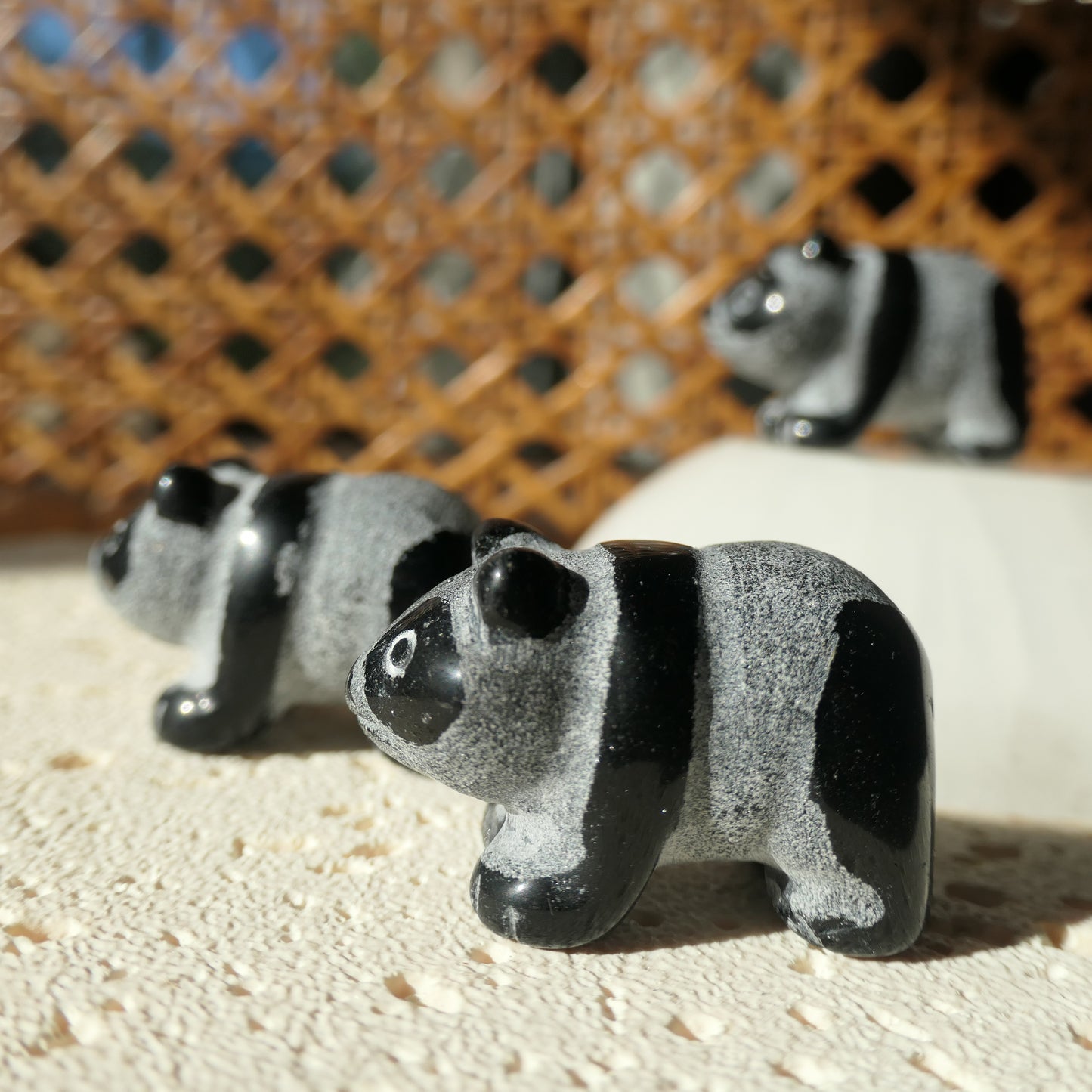 Obsidian Panda Carvings