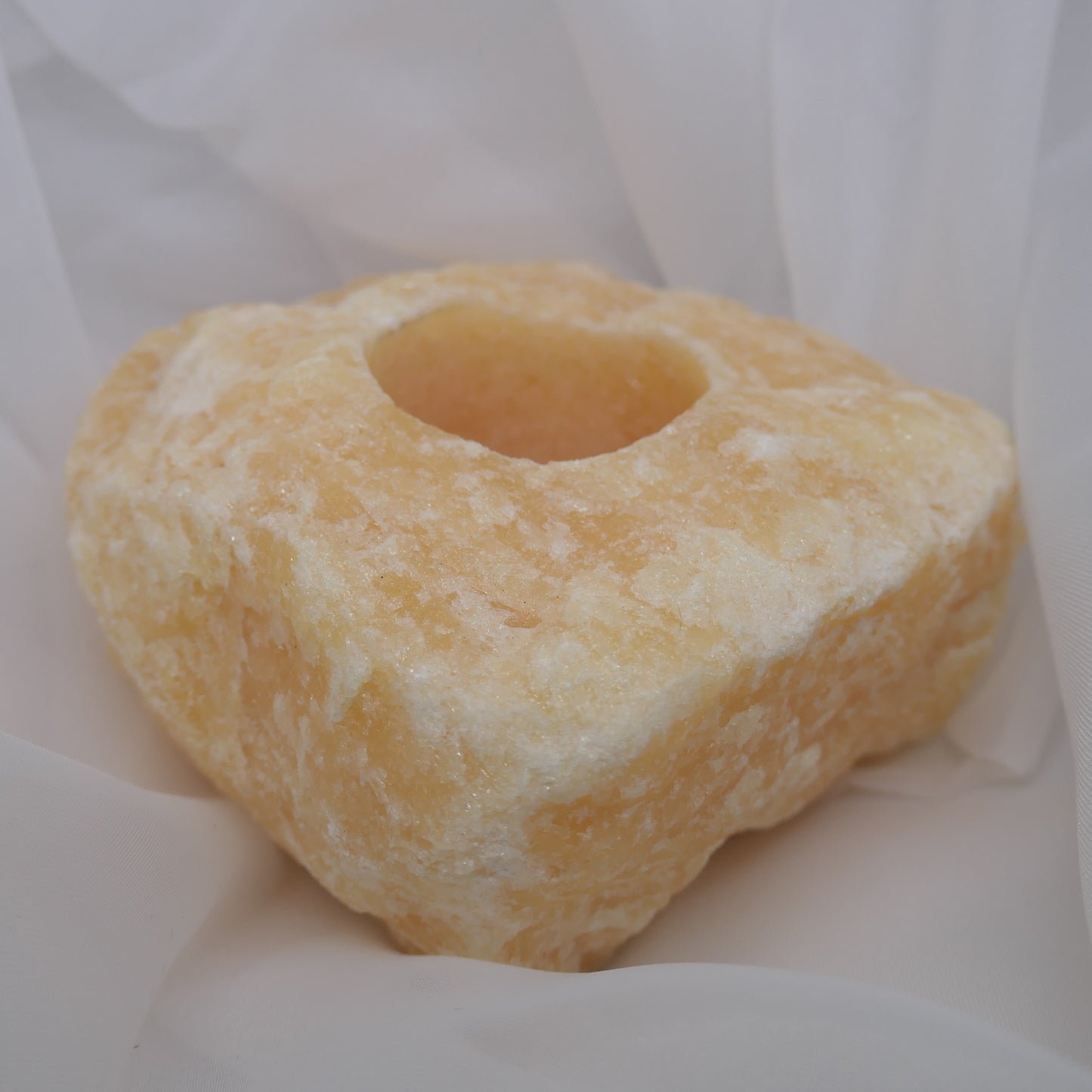 Orange Calcite tealigh candle / plant holder