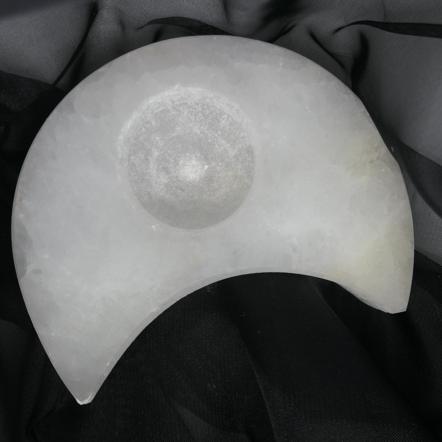 Selenite Moon tealigh candle / plant holder