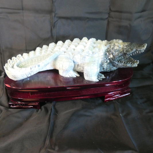 'Murry' Serpentine Crocodile Carving