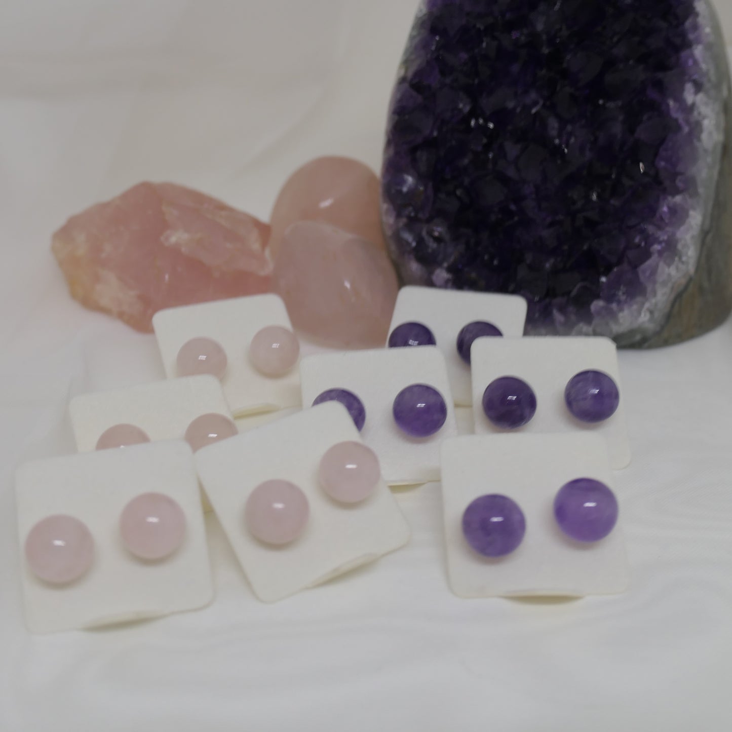 Amethyst 8mm bead studs 925