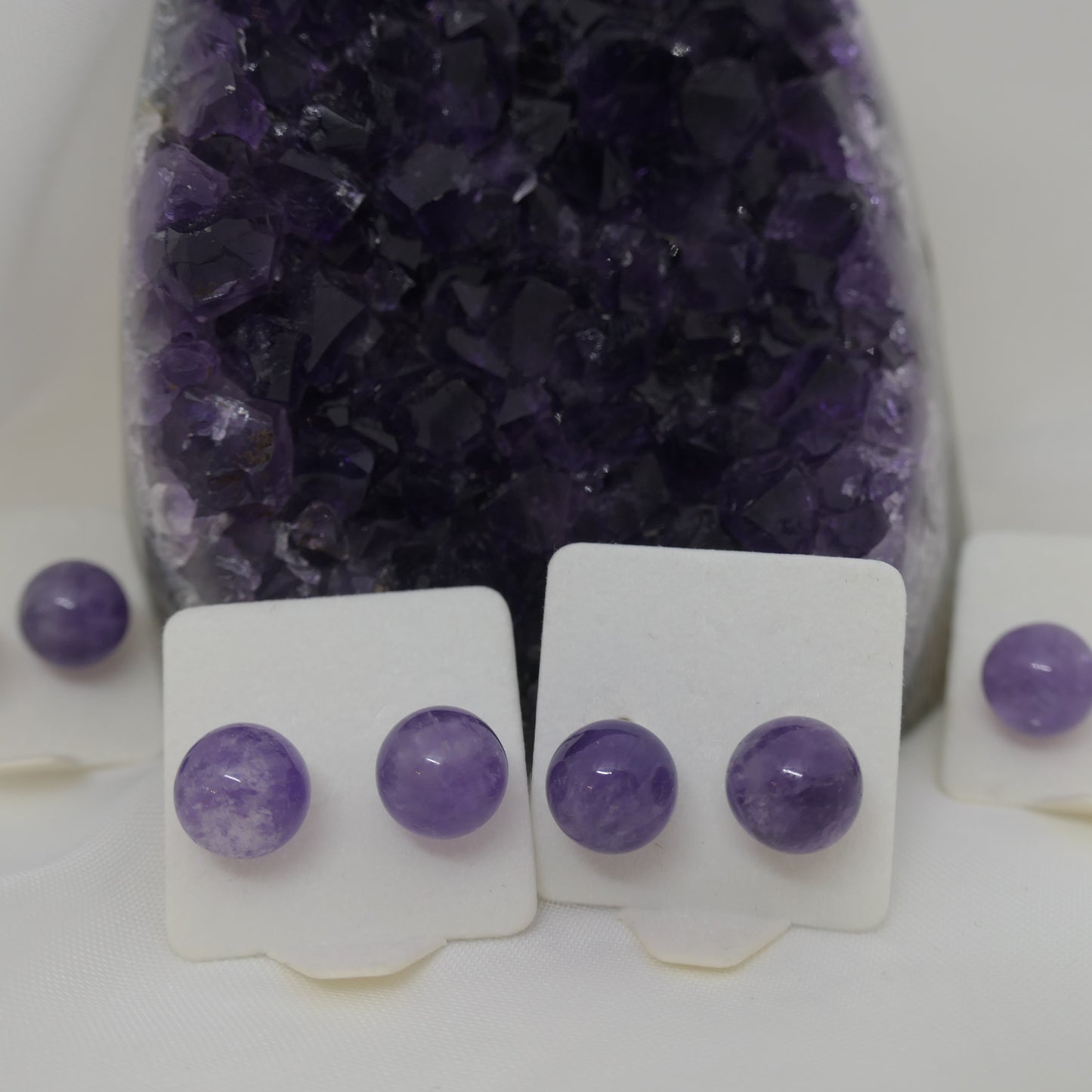 Amethyst 8mm bead studs 925