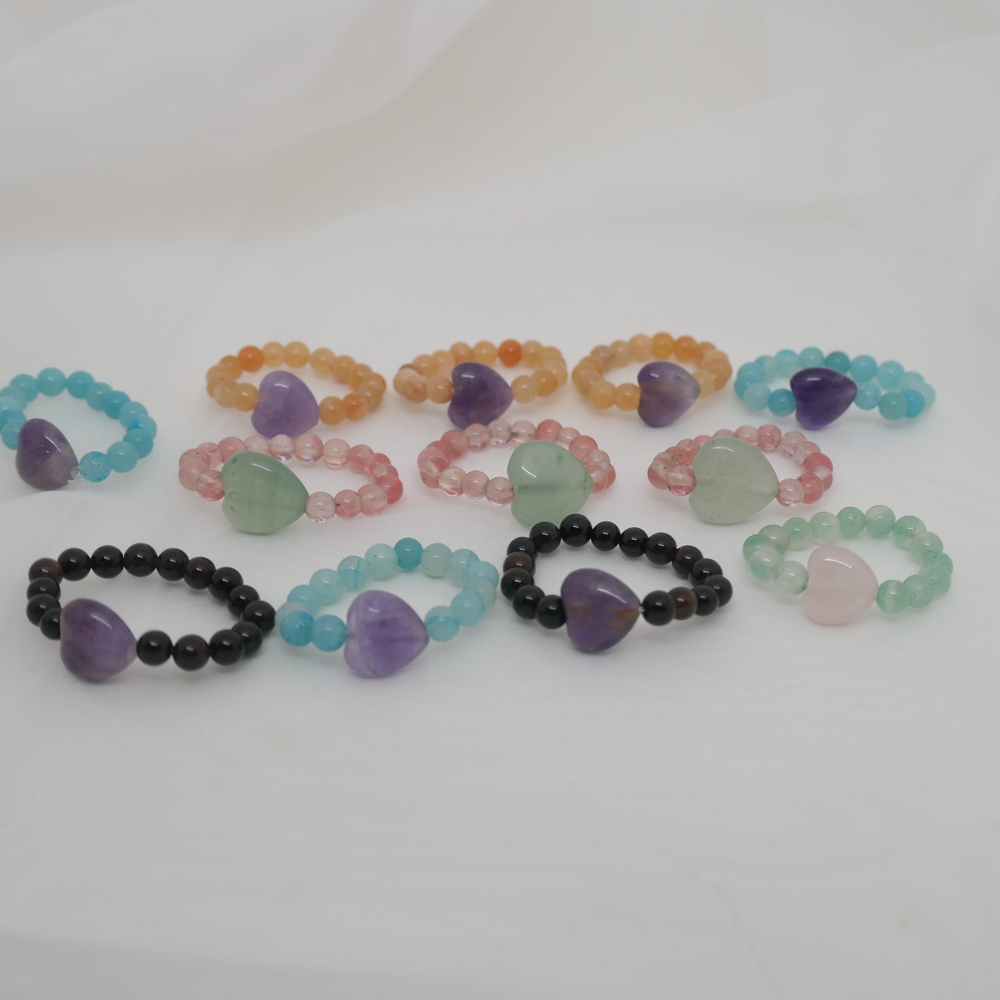Crystal bead rings - elastic
