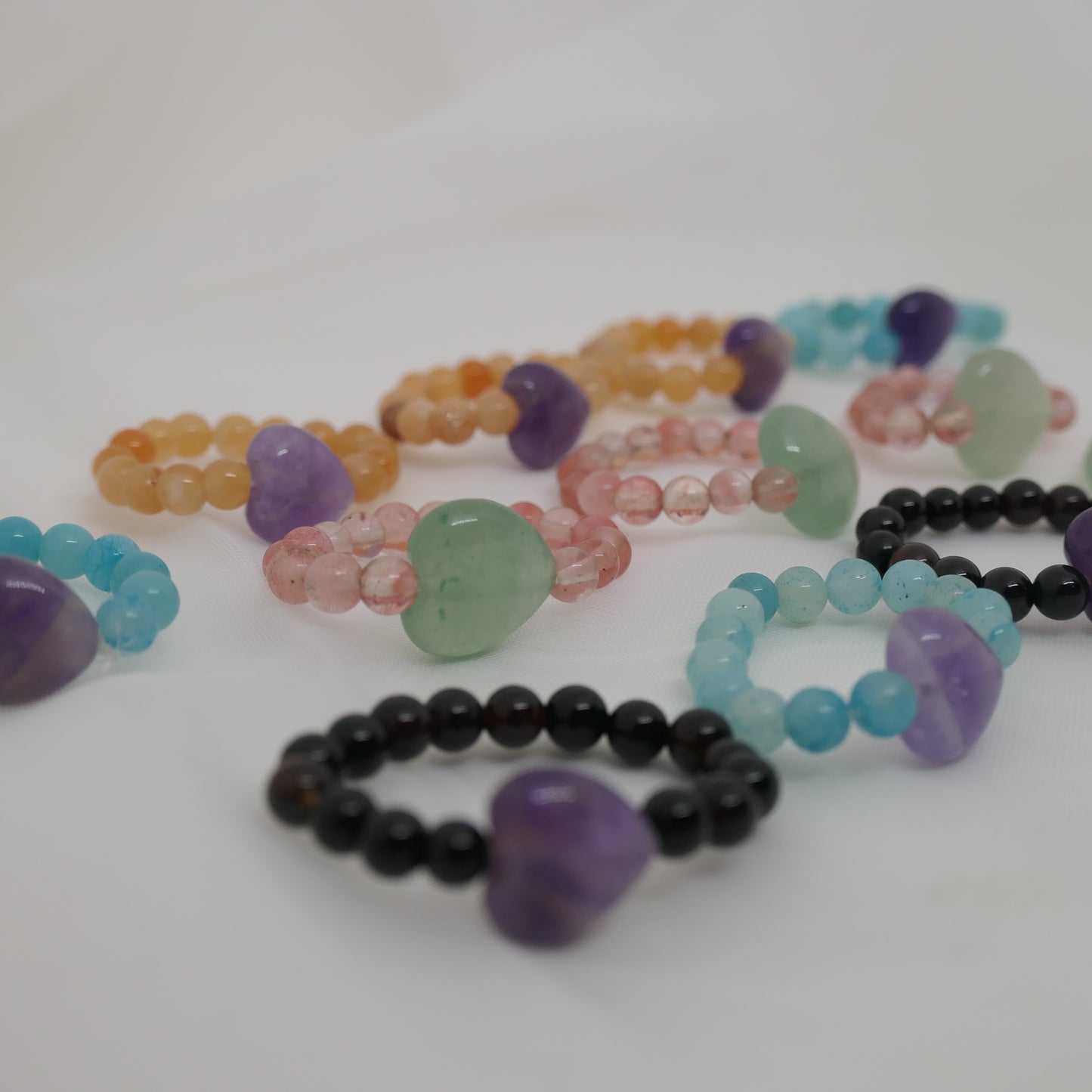 Crystal bead rings - elastic