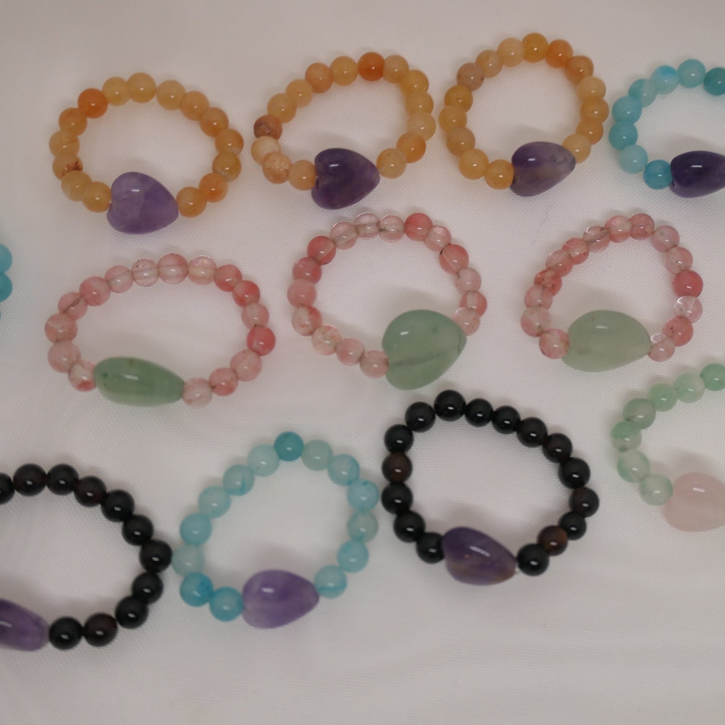 Crystal bead rings - elastic