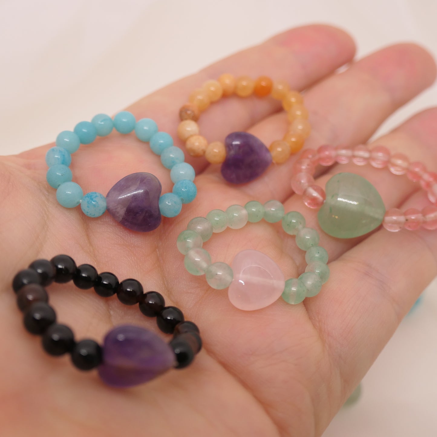 Crystal bead rings - elastic