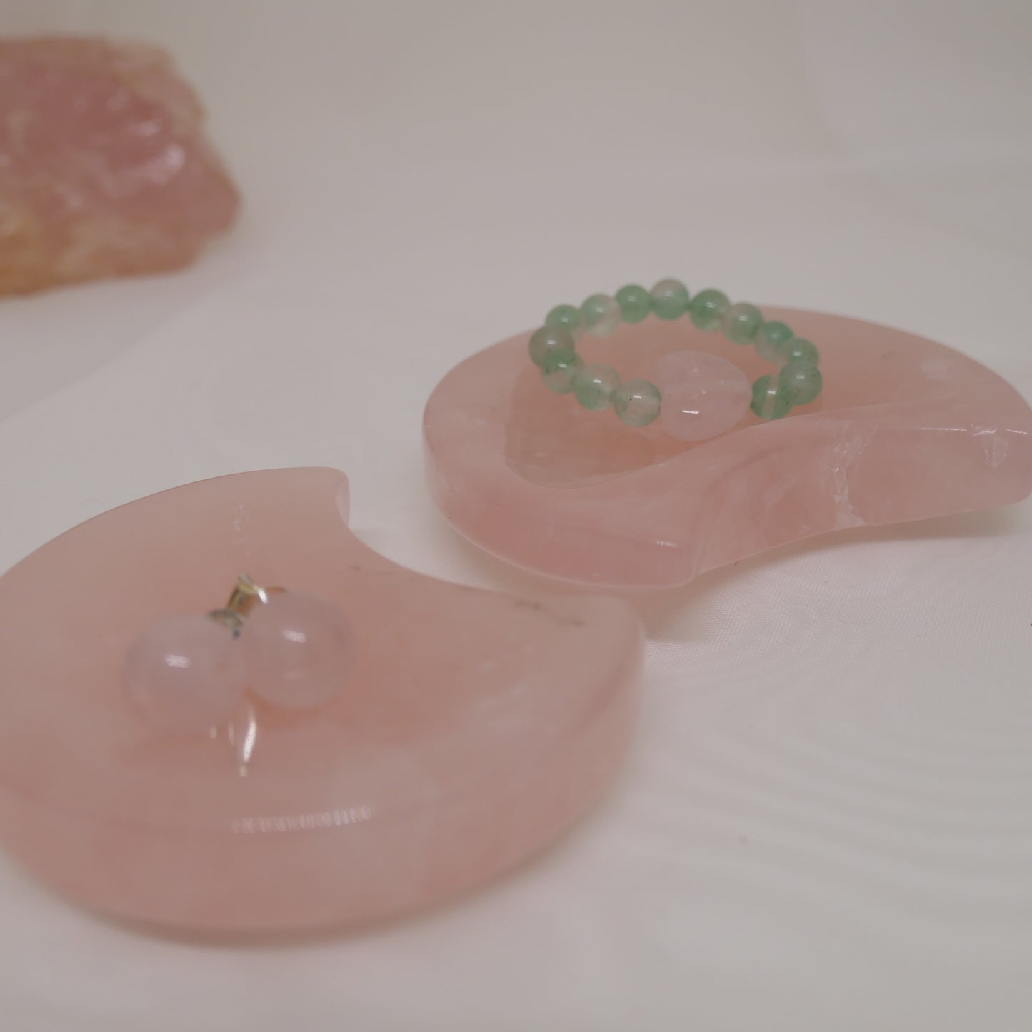 Rose quartz moon bowl