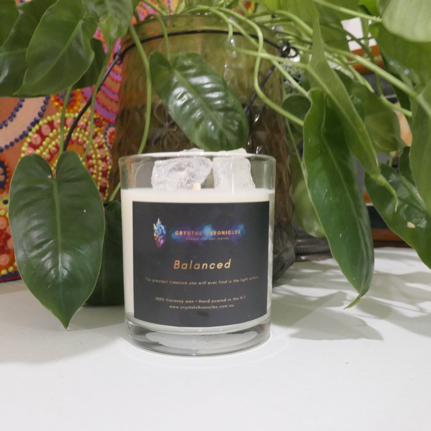 Balanced - Clear Quartz Candle with Balanced Meditation