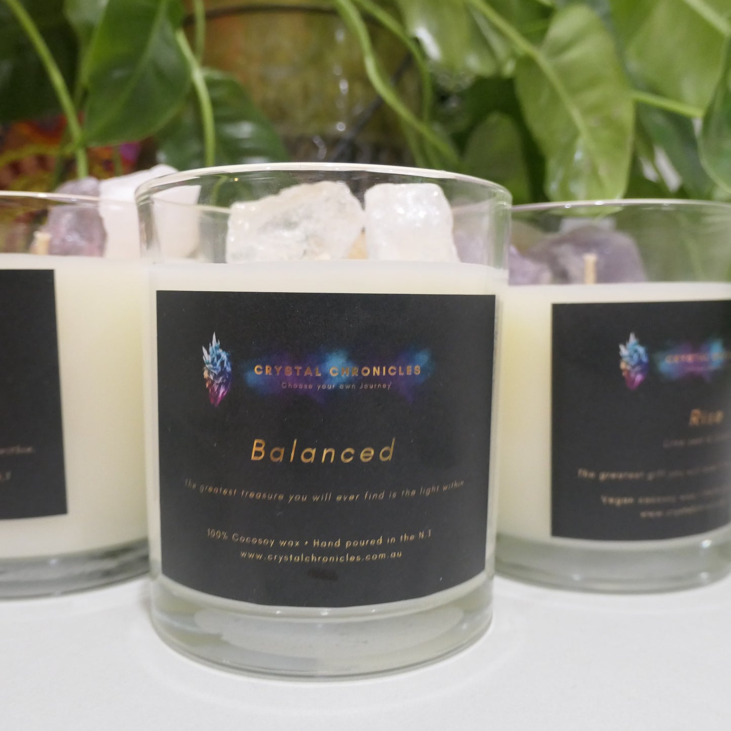 Balanced - Clear Quartz Candle with Balanced Meditation