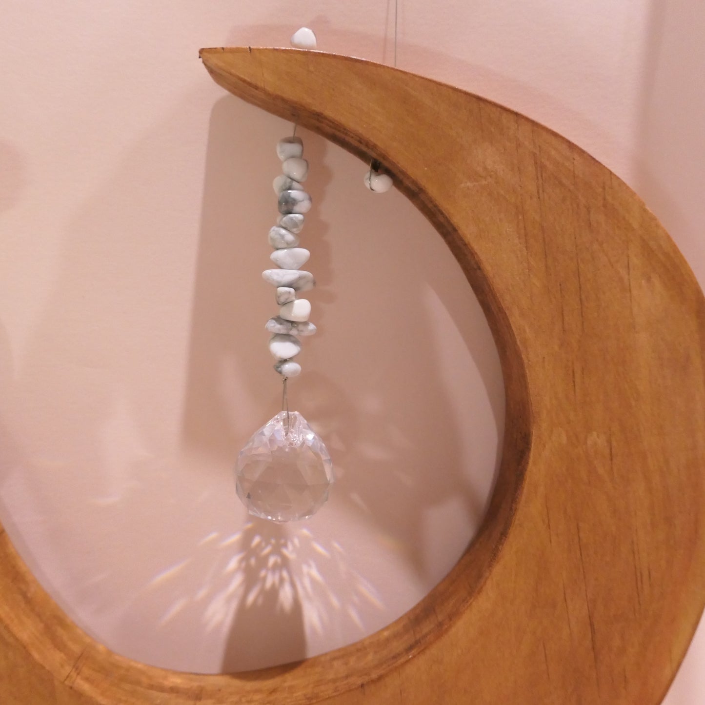 Wooden Moon Crystal Suncatcher