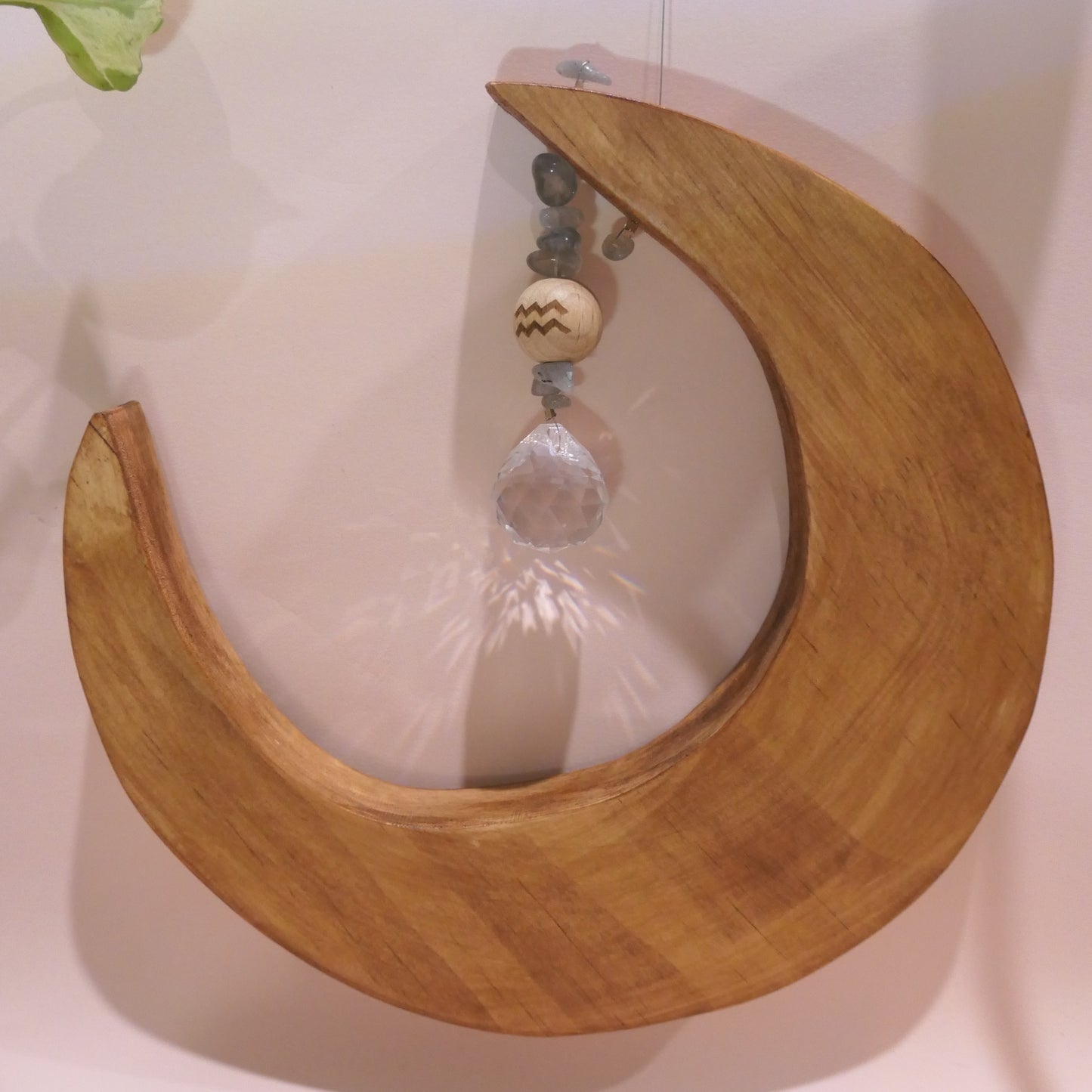 Wooden Moon Crystal Suncatcher