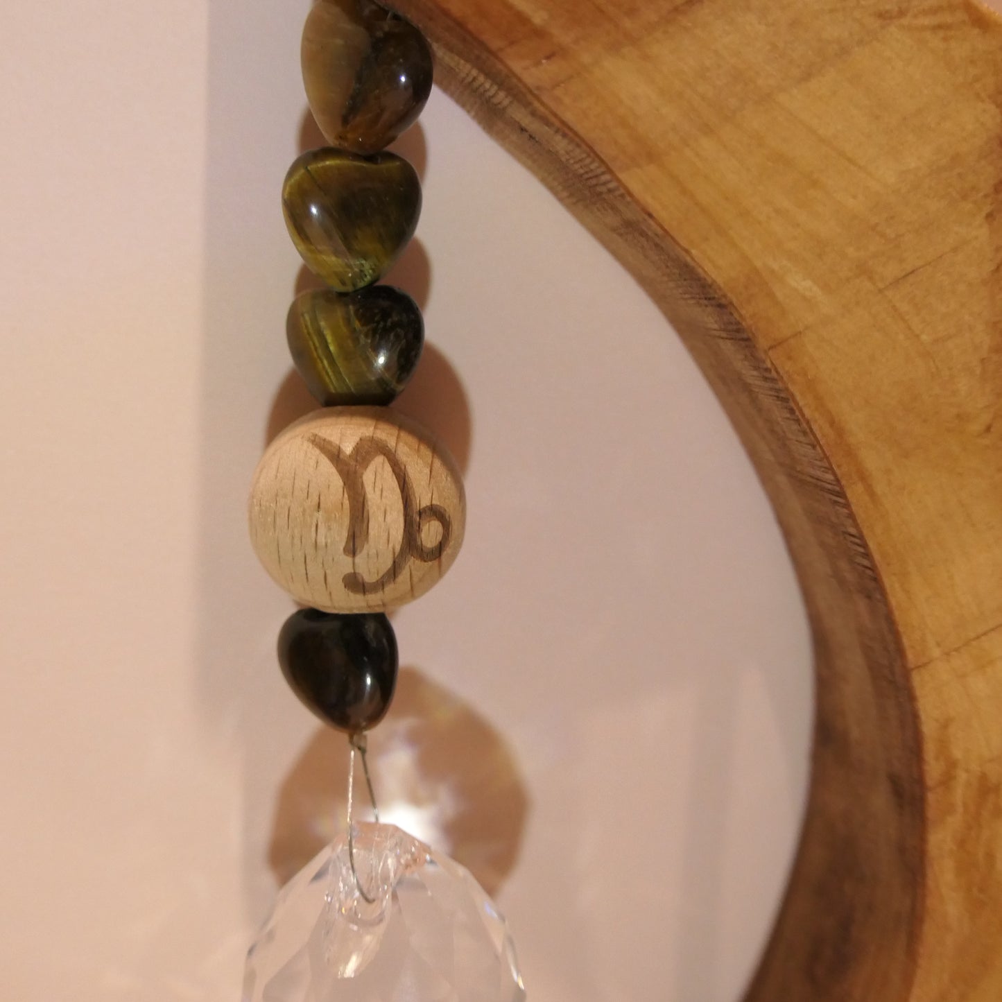 Wooden Moon Crystal Suncatcher