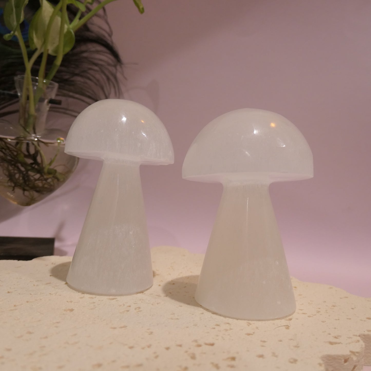 Selenite Mushroom Carving