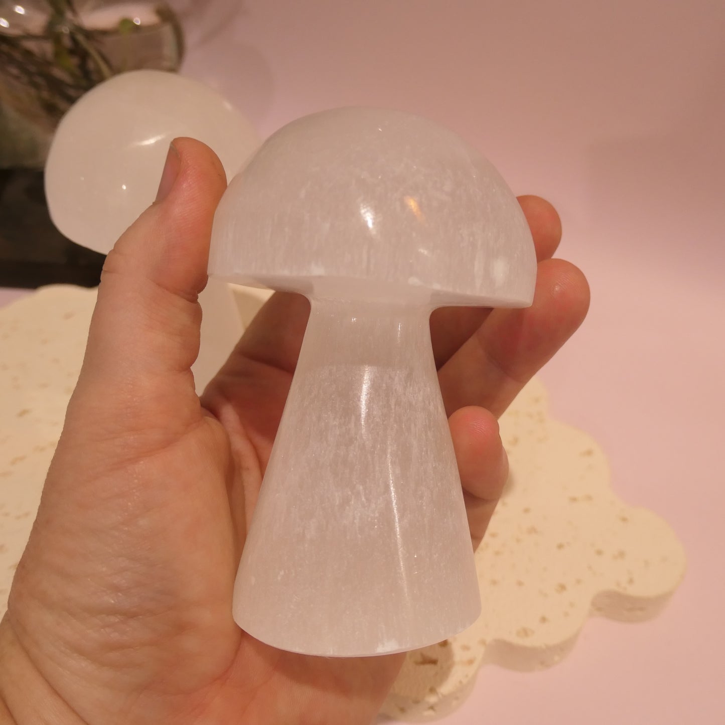 Selenite Mushroom Carving