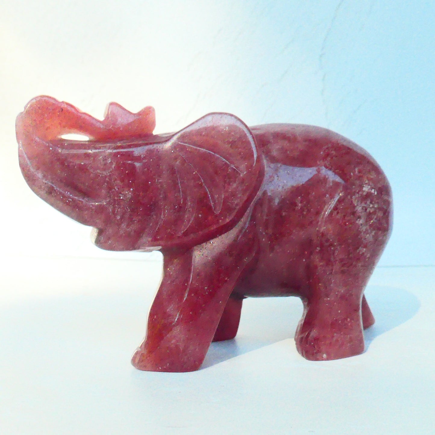 Strawberry Quartz Elephant Carving